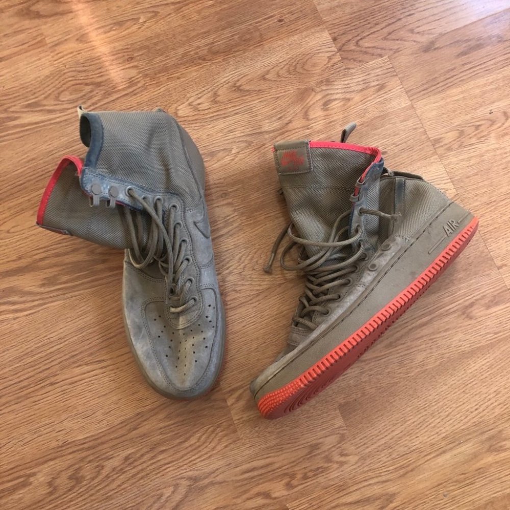 SF AF1 Khaki/Coral Nike High Top Boot Shoe